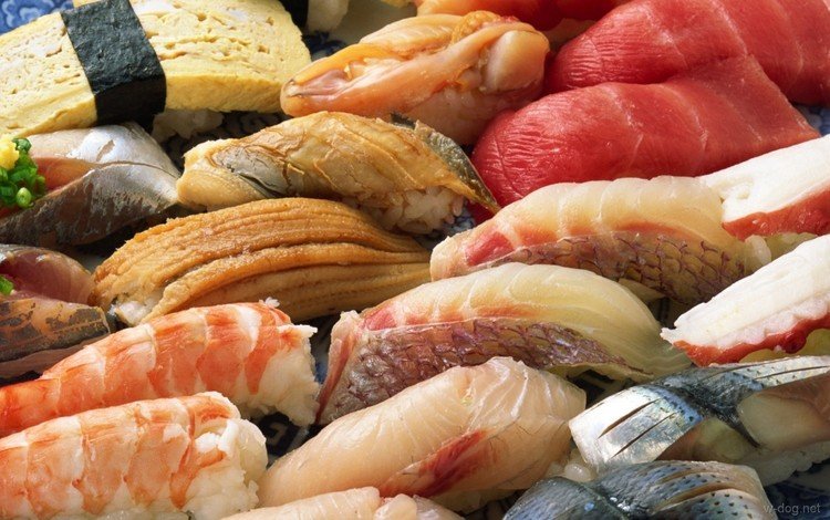 рыба, суши, морепродукты, креветки, японская кухня, fish, sushi, seafood, shrimp, japanese cuisine