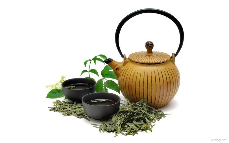 белый фон, чай, чайник, пиала, зеленый чай, white background, tea, kettle, bowl, green tea