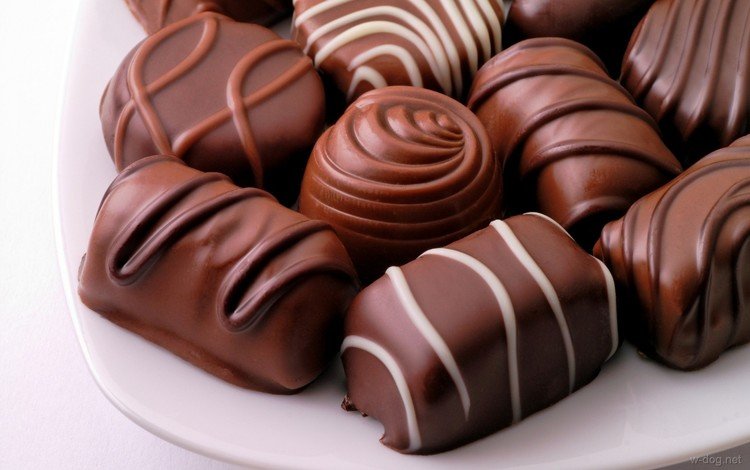 конфеты, шоколад, тарелка, шоколадные конфеты, candy, chocolate, plate, chocolates