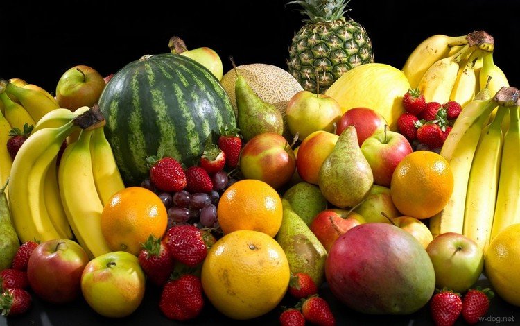виноград, ананас, фрукты, груши, яблоки, дыня, апельсины, манго, клубника, арбуз, ягоды, бананы, grapes, pineapple, fruit, pear, apples, melon, oranges, mango, strawberry, watermelon, berries, bananas