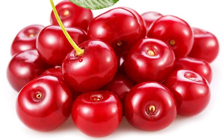 макро, черешня, ягоды, белый фон, вишня, macro, cherry, berries, white background