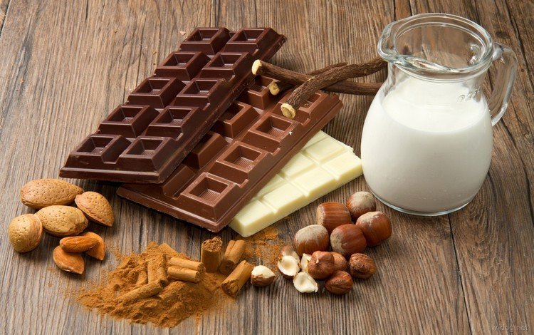 орехи, горький, белый, шоколад, молоко, сладкое, фундук, плитки, молочный, миндаль, almonds, nuts, bitter, white, chocolate, milk, sweet, hazelnuts, tiles