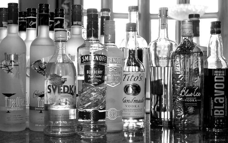 чёрно-белое, бутылки, алкоголь, водка, алкоголь водка, black and white, bottle, alcohol, vodka, alcohol vodka