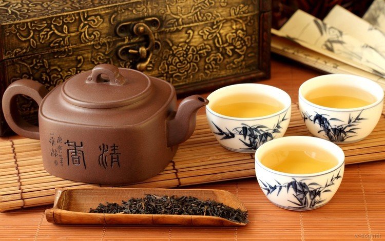 иероглифы, чай, чайник, чашки, веер, заварка, циновка, чайная церемония, characters, tea, kettle, cup, fan, welding, mat, tea ceremony