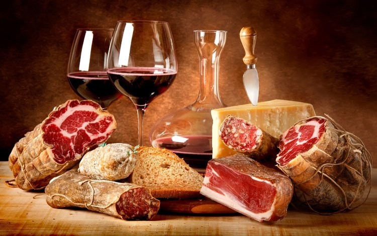 сыр, вино, мясо, красное, колбаса, салями, копчености, cheese, wine, meat, red, sausage, salami, smoked
