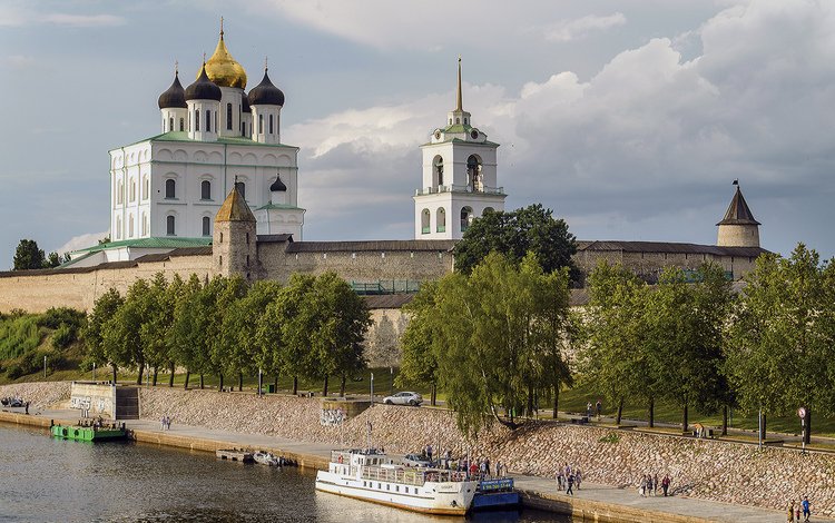 собор, россия, набережная, крепость, купола, псков, cathedral, russia, promenade, fortress, dome, pskov