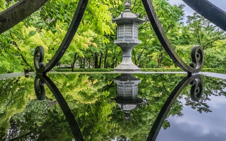 деревья, вода, храм, отражение, парк, япония, киото, trees, water, temple, reflection, park, japan, kyoto