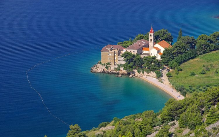 пейзаж, море, побережье, хорватия, остров брач, аббатство, brac bol abbey, landscape, sea, coast, croatia, the island of brac, abbey