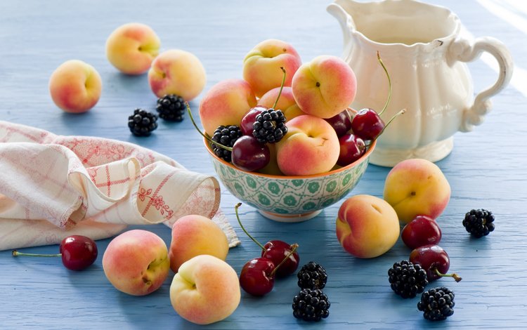 фрукты, черешня, ягоды, натюрморт, ежевика, абрикосы, anna verdina, fruit, cherry, berries, still life, blackberry, apricots