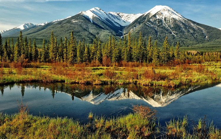 вода, горы, лес, отражение, пейзаж, осень, зеркало, water, mountains, forest, reflection, landscape, autumn, mirror