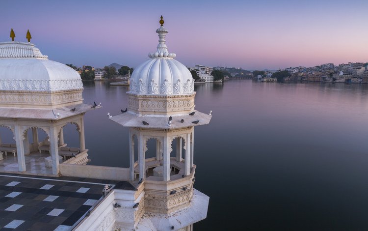озеро, панорама, дворец, индия, удайпур, раджастхан, lake, panorama, palace, india, udaipur, rajasthan