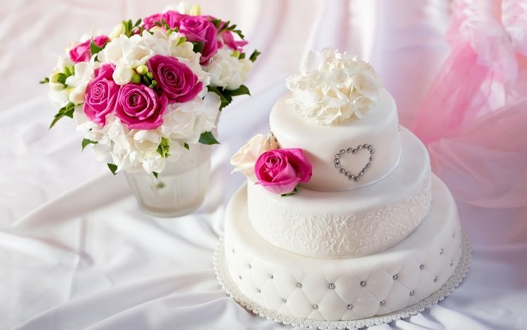 цветы, букет, свадьба, праздник, торт, свадебный торт, многоярусный, flowers, bouquet, wedding, holiday, cake, wedding cake