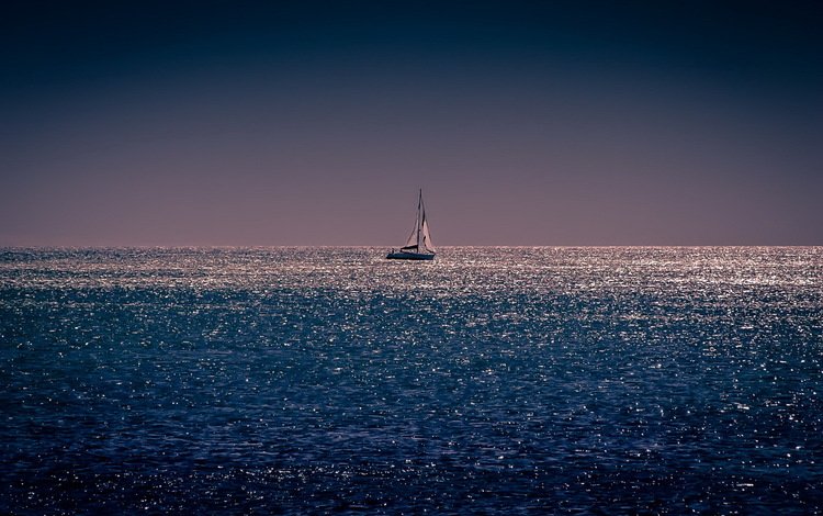 ночь, море, лодка, night, sea, boat