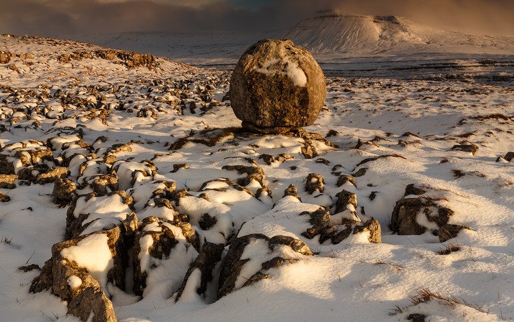 горы, снег, камни, зима, англия, йоркшир-дейлз, ingleborough, mountains, snow, stones, winter, england, the yorkshire dales