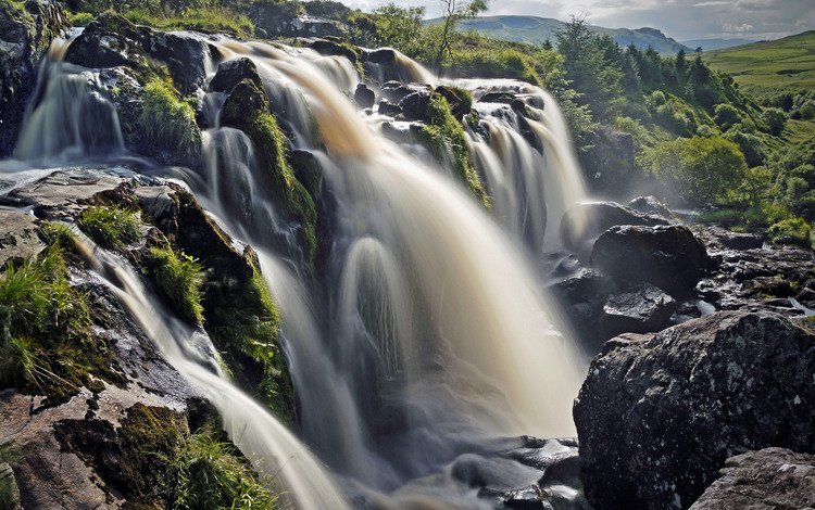 камни, водопад, шотландия, каскад, финтри, водопад финтри, fintry falls, stones, waterfall, scotland, cascade, fintry