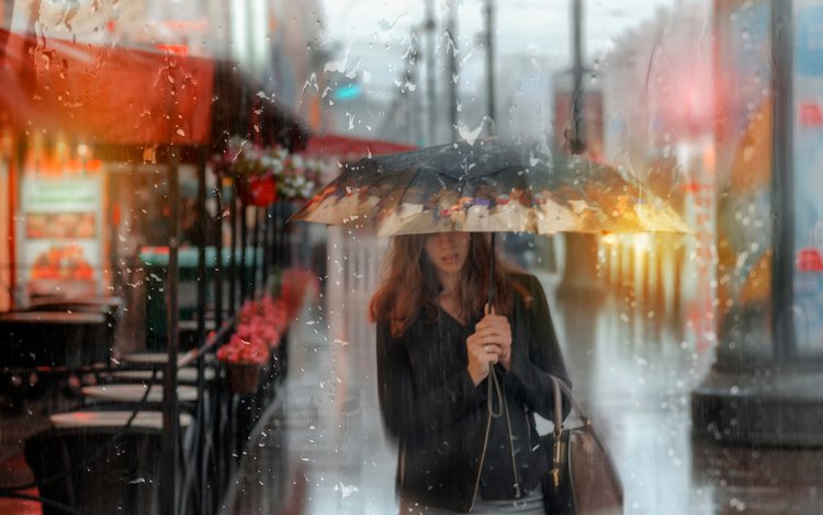девушка, лето, дождь, зонт, санкт-петербург, girl, summer, rain, umbrella, saint petersburg