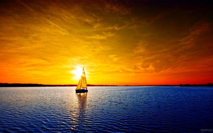 река, закат, парусник, яхта, river, sunset, sailboat, yacht
