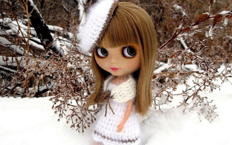 глаза, снег, зима, большие, веснушки, куклы, 3д, eyes, snow, winter, large, freckles, doll, 3d