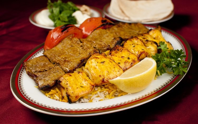 еда, лимон, овощи, мясо, persian food, kabab barg, joje kabab, кебаб, food, lemon, vegetables, meat