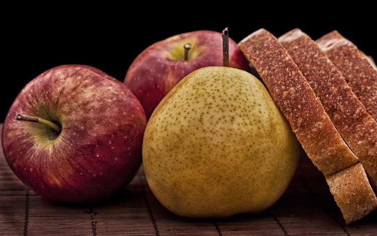 фрукты, булки, хлеб, яблоко, плоды, натюрморт, груши, pears, эппл, naturmort, fruit, bread, apple, still life, pear