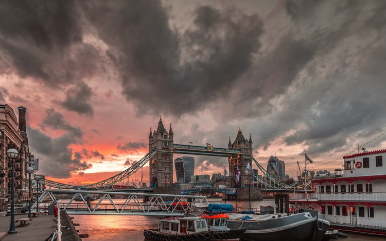 небо, река, лондон, город, англия, тауэрский мост, the sky, river, london, the city, england, tower bridge
