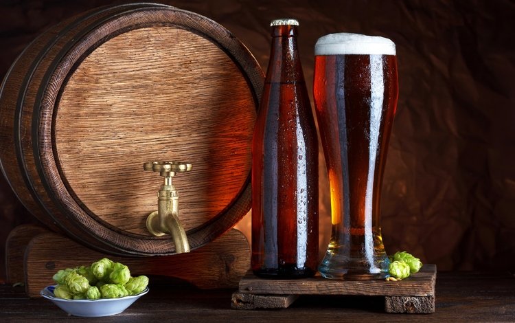 стакан, пиво, бочка, хмель, баррель, glass, beer, barrel, hops