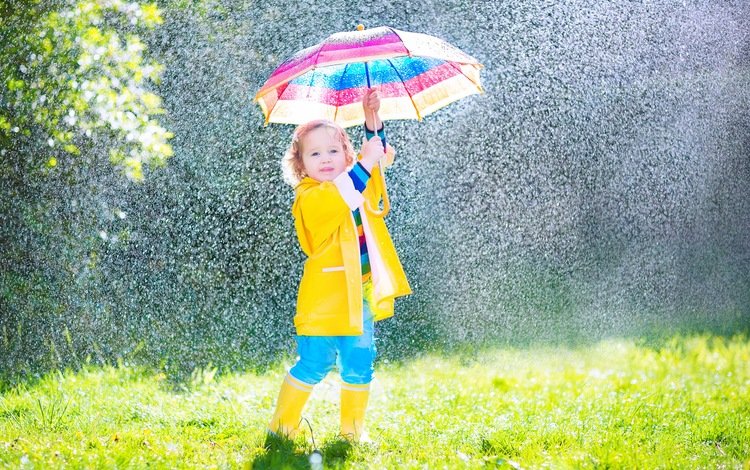 девочка, дождь, зонт, ребенок, girl, rain, umbrella, child