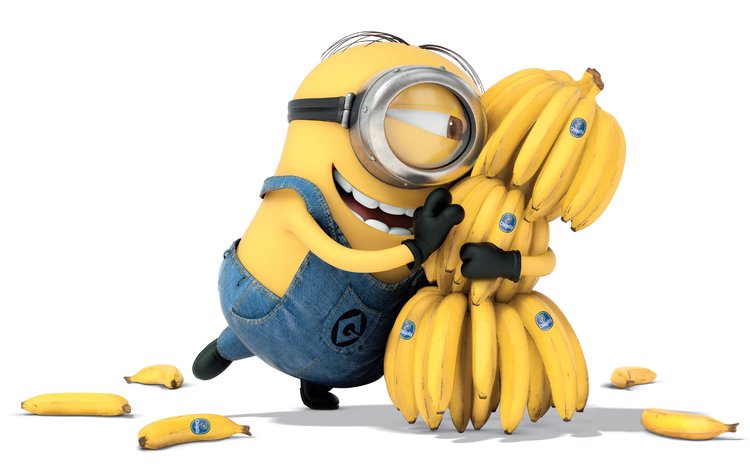 мультфильм, миньоны, радость, белый фон, много, счастье, желтые, бананы, миньон, cartoon, minions, joy, white background, a lot, happiness, yellow, bananas, minion