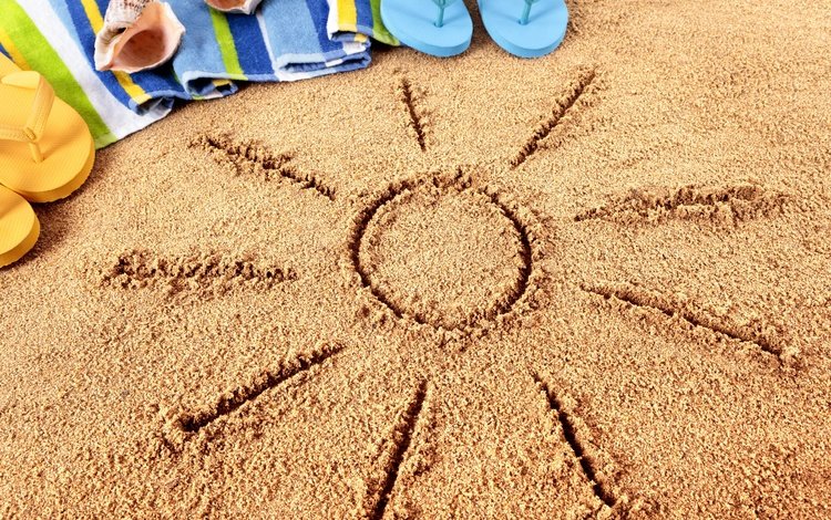 песок, сланцы, пляж, летнее, лето, аксессуаров, очки, отдых, вс, полотенце, песка, каникулы, vacation, sand, slates, beach, summer, accessories, glasses, stay, sun, towel