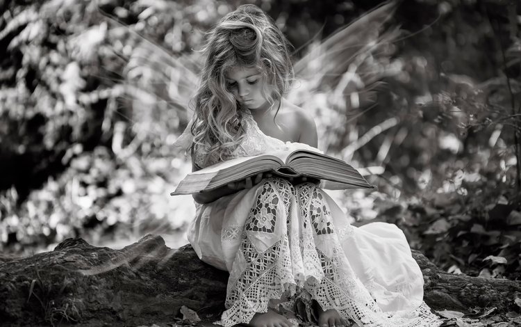 крылья, девочка, книга, fairy tales, wings, girl, book