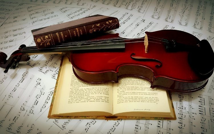 ноты, скрипка, книги, notes, violin, books