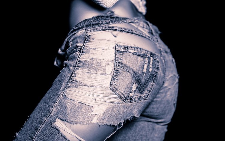 девушка, фон, джинсы, черный фон, попка, рваные джинсы, girl, background, jeans, black background, ass, ripped jeans