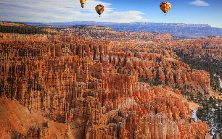 небо, горы, скалы, пейзаж, воздушные шары, брайс каньон, the sky, mountains, rocks, landscape, balloons, bryce canyon