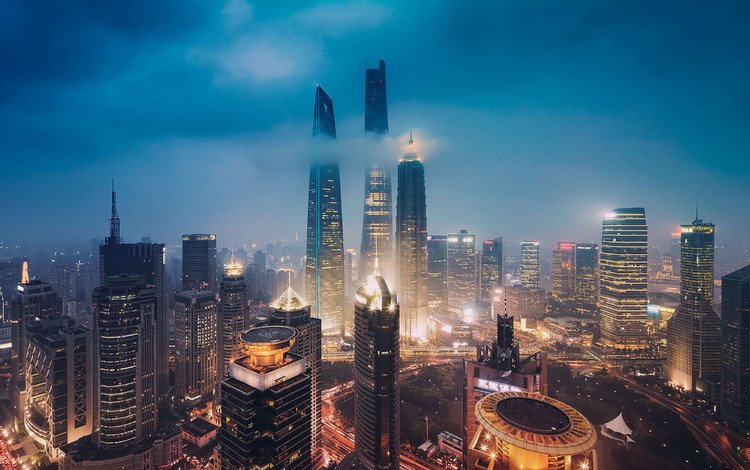 огни, город, небоскребы, шанхай, китай, lights, the city, skyscrapers, shanghai, china