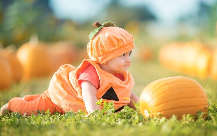 ребенок, костюм, малыш, тыква, child, costume, baby, pumpkin