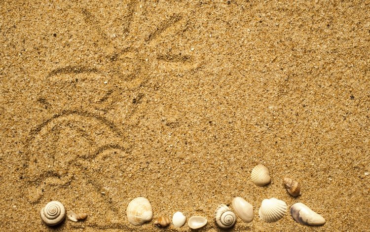 рисунок, солнце, текстура, песок, пляж, ракушки, figure, the sun, texture, sand, beach, shell