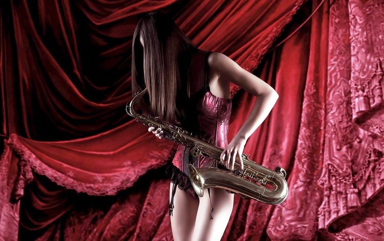 девушка, волосы, саксафон, girl, hair, the saxophone