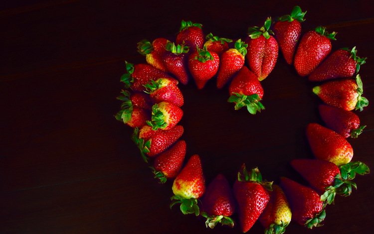 фон, клубника, сердце, ягоды, background, strawberry, heart, berries