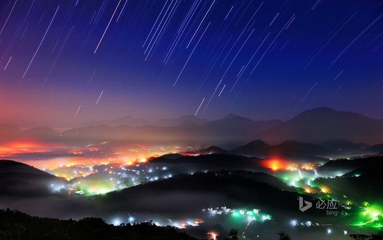 ночь, огни, пейзаж, туман, город, тайвань, китай, night, lights, landscape, fog, the city, taiwan, china