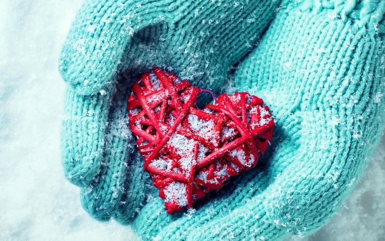 снег, зима, сердце, любовь, руки, перчатки, snow, winter, heart, love, hands, gloves