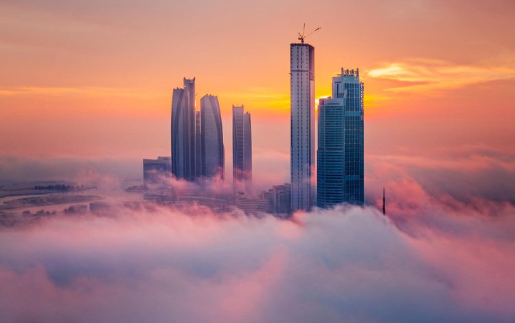 туман, город, высотки, fog, the city, skyscrapers