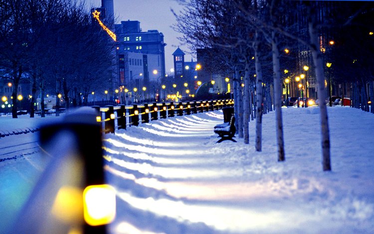 дорога, ночь, огни, зима, город, road, night, lights, winter, the city
