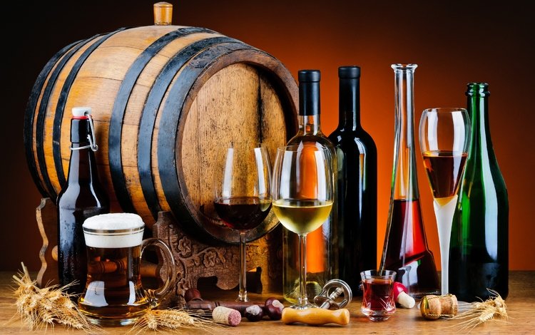 вино, напитки, пиво, бутылки, бочка, алкоголь, wine, drinks, beer, bottle, barrel, alcohol