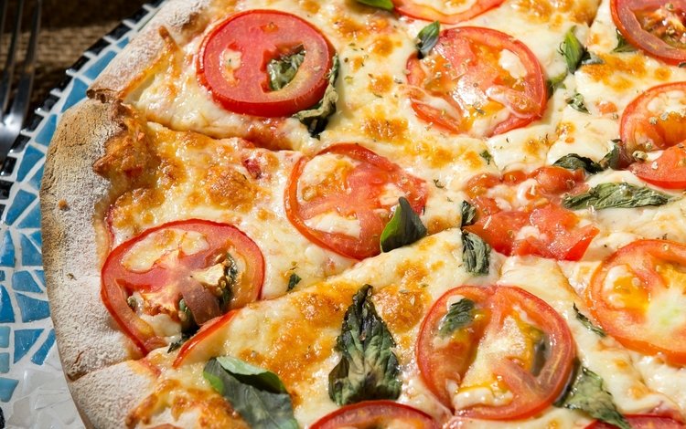 сыр, помидоры, пицца, базилик, cheese, tomatoes, pizza, basil