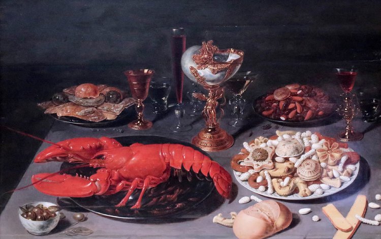 картина, osias beert, натюрморт ас homard, натюрморт с омаром, 1624, брюссель, picture, still life au homard, still life with lobster, brussels