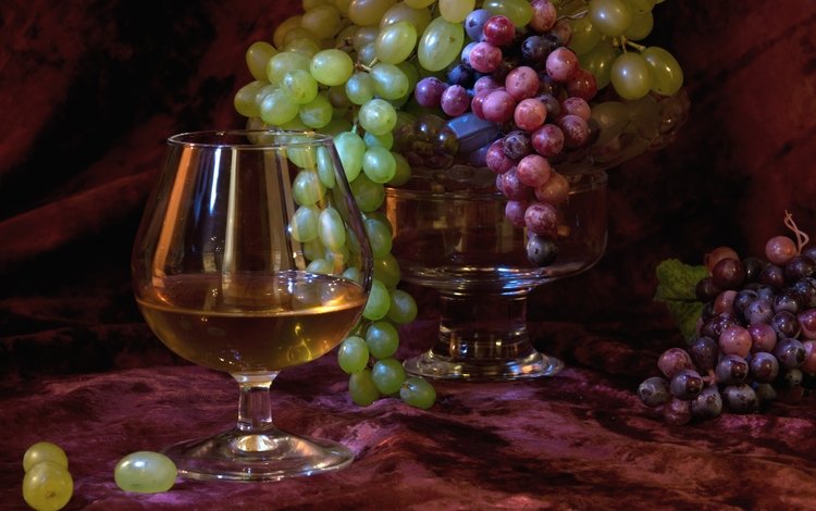 виноград, бокал, ягоды, коньяк, grapes, glass, berries, cognac