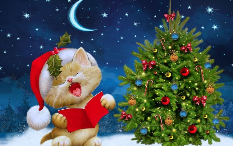 новый год, елка, кот, котенок, книжка, поздрвление, new year, tree, cat, kitty, owner