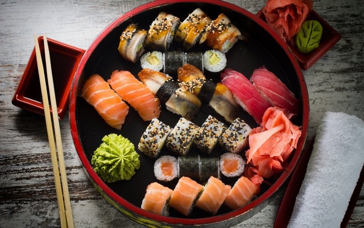 рыба, суши, роллы, oriental food, preparation, fish, sushi, rolls
