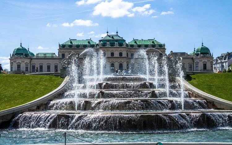 парк, австрия, фонтан, дворец, вена, бельведер, park, austria, fountain, palace, vienna, belvedere