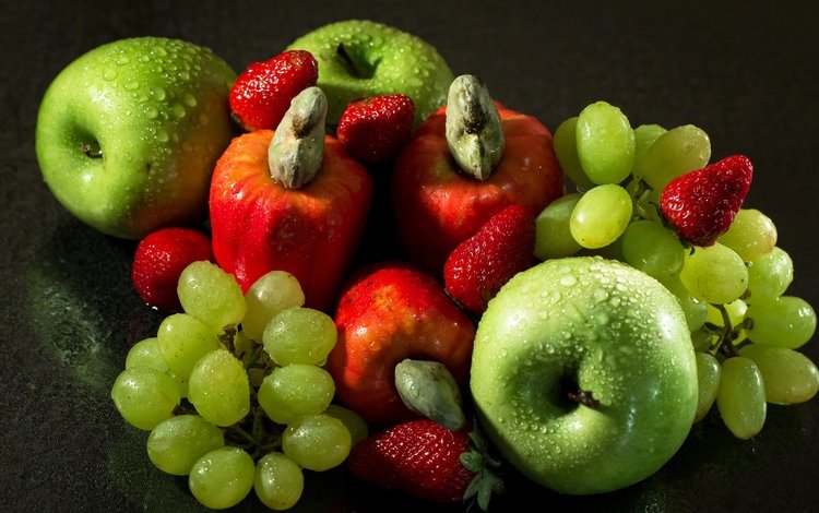 виноград, капли, фрукты, яблоки, клубника, плоды, эппл, виноградные, grapes, drops, fruit, apples, strawberry, apple, grape